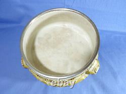 Majolica Wedgwood & Silver Plated Salad Bowl With Servers C1900 (Art Nouveau)