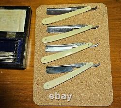 Mappin & Webb late C. 19th / early C. 20th silver plated seven day razor set
