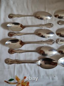 Mappin & Webb twelve soup spoons silver plated decorative vegetal volutes