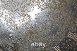 Marque Déposée Silver Metal Serving Platter Tray Large Marked ENGHEKROW Scrolls
