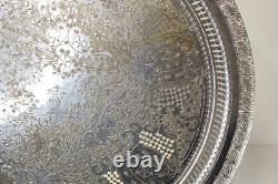 Marque Déposée Silver Metal Serving Platter Tray Large Marked ENGHEKROW Scrolls