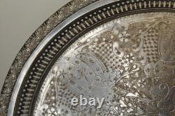 Marque Déposée Silver Metal Serving Platter Tray Large Marked ENGHEKROW Scrolls