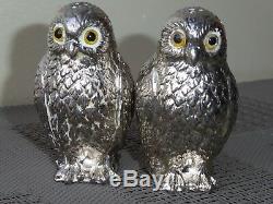 Mauro Manetti Owls Salt And Pepper Cellars Silver Plated Cute No Ice Bucket