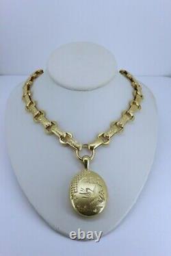 Mercury Gilded 18ct 22ct Gold Plated Silver Collar Necklace & Locket Victorian