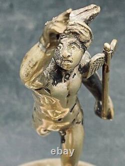 Mercury Hermes Mappin & Webb Hood Ornament Statue 5 on Base PRINCES PLATE W4347