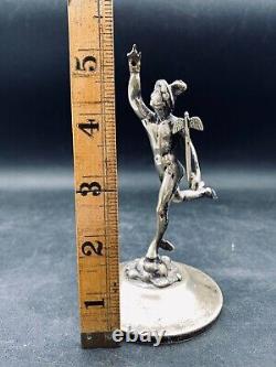 Mercury Hermes Mappin & Webb Hood Ornament Statue 5 on Base PRINCES PLATE W4347