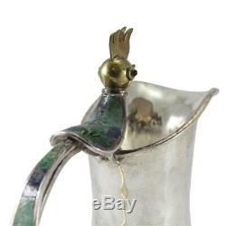 Mexican Silver Plated Pitcher with Malachite & Lapis by Los Castillo
