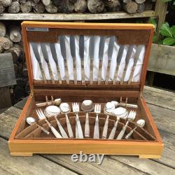 MidCentury Viners Corinth EPNS A1 Silver Plated 56 Piece Cutlery Set For 6