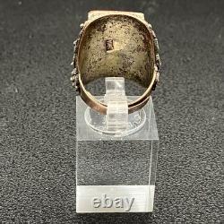 Mid-Century Chinese Export Cinnabar-Style Adjustable Ring Silver-Plated Filigree