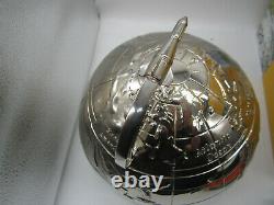 Mid Century International Silver Plate Globe Ice Bucket with Rocket Handle MCM