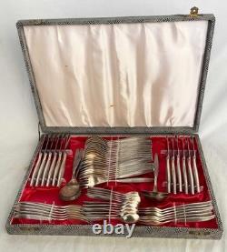 Mid Century Silver Plated Canteen of Cutlery 65 Pc Cutlery Set Solingen German