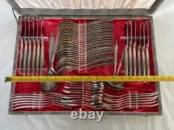 Mid Century Silver Plated Canteen of Cutlery 65 Pc Cutlery Set Solingen German