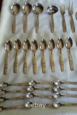 Mid-Century Vintage Silver Plate Danish ABSA Tinkerbell Flatware Cutlery Set