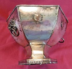 Mid Victorian Silver Plated Footed Punch Bowl Wine Cooler Lion Head Ring Handle
