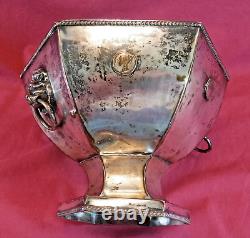 Mid Victorian Silver Plated Footed Punch Bowl Wine Cooler Lion Head Ring Handle