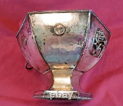 Mid Victorian Silver Plated Footed Punch Bowl Wine Cooler Lion Head Ring Handle