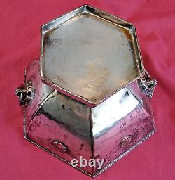 Mid Victorian Silver Plated Footed Punch Bowl Wine Cooler Lion Head Ring Handle