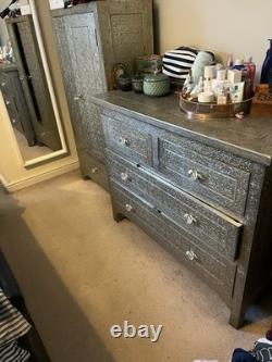 Middle Eastern Hand Made Silver Plate Bedroom Furniture Set