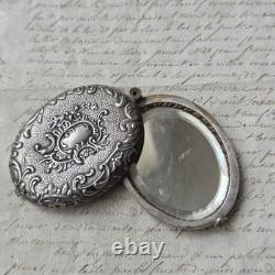 Mirror Medallion Pendant, 1900s, Silver-Plated Metal, Rococo Decoration