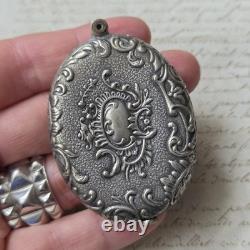Mirror Medallion Pendant, 1900s, Silver-Plated Metal, Rococo Decoration