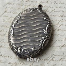 Mirror Medallion Pendant, 1900s, Silver-Plated Metal, Rococo Decoration