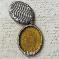 Mirror Medallion Pendant, 1900s, Silver-Plated Metal, Rococo Decoration
