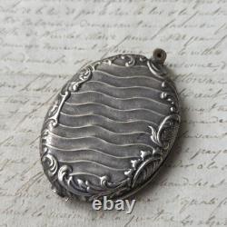 Mirror Medallion Pendant, 1900s, Silver-Plated Metal, Rococo Decoration
