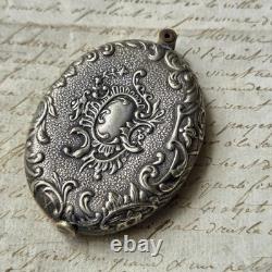 Mirror Medallion Pendant, 1900s, Silver-Plated Metal, Rococo Decoration