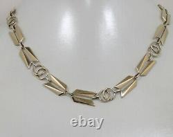 Modernist Design Silver Chain Gold Plated Sterling Necklace Gilded