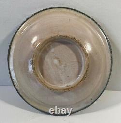 Moroccan Footed Ceramic Plate/Bowl with Silver Nickel Filigree Fez Antique/VTG