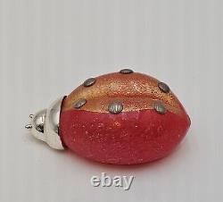 Murano Ladybug Scavo Technique With Silver Plating Red And Gold 4 Dogale