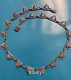 Must Look Signed PSCO Art Deco Rhodium Plated Short Vintage Necklace Rare