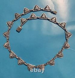 Must Look Signed PSCO Art Deco Rhodium Plated Short Vintage Necklace Rare