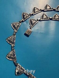 Must Look Signed PSCO Art Deco Rhodium Plated Short Vintage Necklace Rare