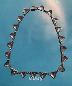 Must Look Signed PSCO Art Deco Rhodium Plated Short Vintage Necklace Rare