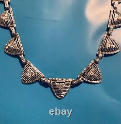 Must Look Signed PSCO Art Deco Rhodium Plated Short Vintage Necklace Rare