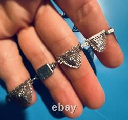 Must Look Signed PSCO Art Deco Rhodium Plated Short Vintage Necklace Rare