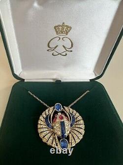 NIB Clarion-Pell Princess Grace of Monaco Egyptian Enamel Rhinestone Necklace