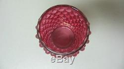 NICE 19th C. CRANBERRY HOBNAIL GLASS PICKLE CASTOR MERIDEN SILVER PLATE STAND