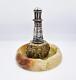 NOVELTY ART DECO SILVER PLATED LIGHTHOUSE TABLE LIGHTER & ASHTRAY c1935