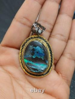 Natural Australian Boulder Opal Pendant 925 Silver Rhodium Gold Plated Jewelry