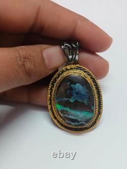 Natural Australian Boulder Opal Pendant 925 Silver Rhodium Gold Plated Jewelry