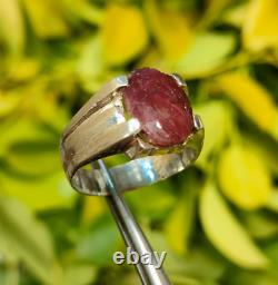 Natural Red Ruby Original African Ruby Ring Real Ruby Ring Silver Rhodium Plated