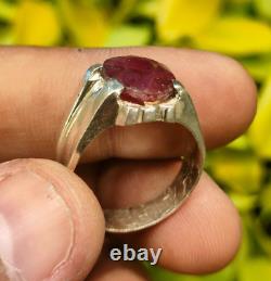 Natural Red Ruby Original African Ruby Ring Real Ruby Ring Silver Rhodium Plated