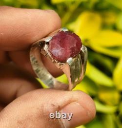 Natural Red Ruby Original African Ruby Ring Real Ruby Ring Silver Rhodium Plated