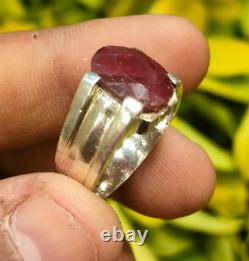 Natural Red Ruby Original African Ruby Ring Real Ruby Ring Silver Rhodium Plated