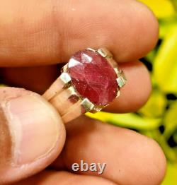 Natural Red Ruby Original African Ruby Ring Real Ruby Ring Silver Rhodium Plated