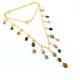 Natural Tourmaline Beads Necklace 925 Starling Silver Gold Plated Jewelry A23