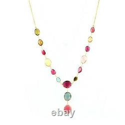 Natural Tourmaline Rose Cut Necklace 925 Starling Silver Gold Plated Jewelry A21