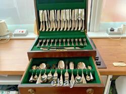 New Listing Sheffield Steel Silver Plated 12 Place Canteen Cutlery with original